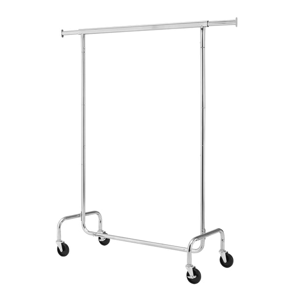 Portant à vêtements sur roulettes, 1 barre, jusqu'à 130 kg, argent