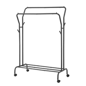 Portant à vêtements sur roulettes, 2 barres, jusqu'à 80 kg, noir