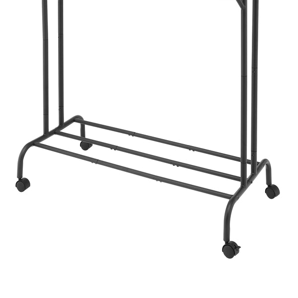 Portant à vêtements sur roulettes, 2 barres, jusqu'à 80 kg, noir