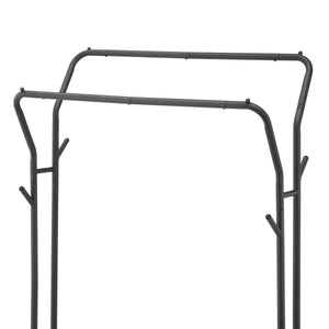 Portant à vêtements sur roulettes, 2 barres, jusqu'à 80 kg, noir