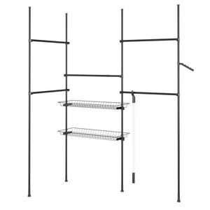 Portant à vêtements à 5 barres et 2 paniers, réglable de 200 à 270 cm, noir