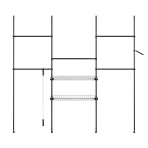 Portant à vêtements à 5 barres et 2 paniers, réglable de 200 à 270 cm, noir