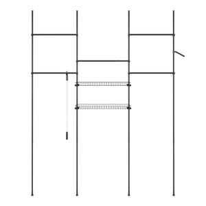 Portant à vêtements à 5 barres et 2 paniers, réglable de 200 à 270 cm, noir