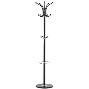 Clothes rack with umbrella holder, black