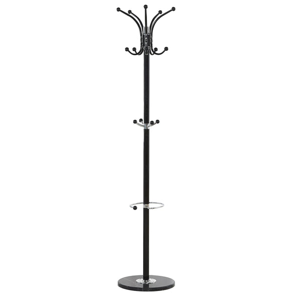 Clothes rack with umbrella holder, black