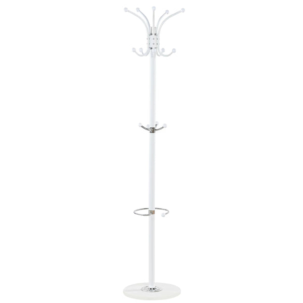 Clothes rack with umbrella holder, white
