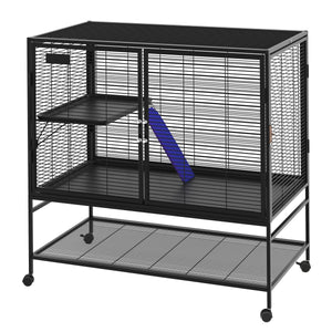 Kleintierkäfig mit Rollen 92 x 58 x 100 cm schwarz