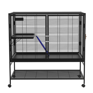 Kleintierkäfig mit Rollen 92 x 58 x 100 cm schwarz