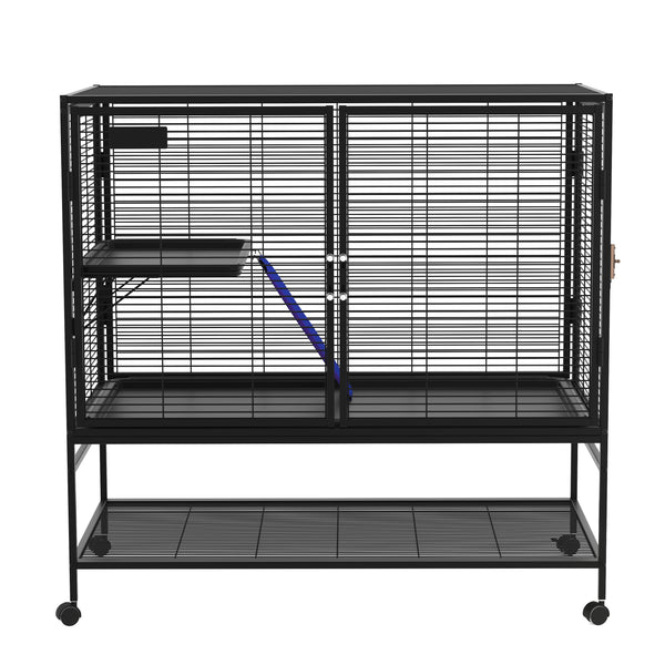 Kleintierkäfig mit Rollen 92 x 58 x 100 cm schwarz