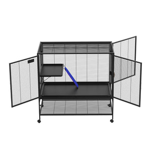 Kleintierkäfig mit Rollen 92 x 58 x 100 cm schwarz