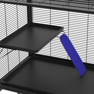 Kleintierkäfig mit Rollen 92 x 58 x 100 cm schwarz