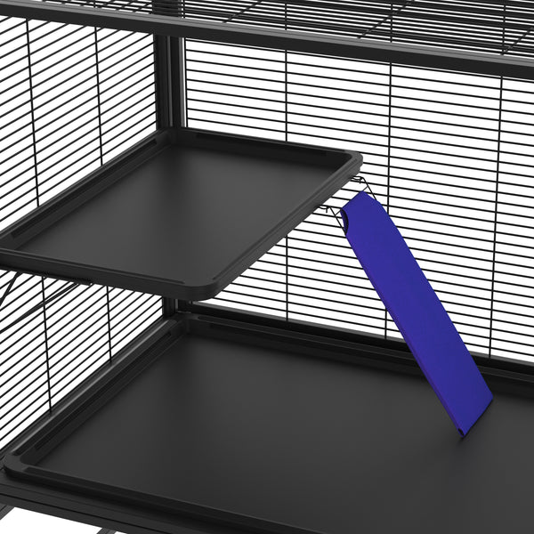 Kleintierkäfig mit Rollen 92 x 58 x 100 cm schwarz