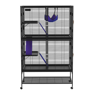 Kleintierkäfig mit Rollen 92 x 58 x 163 cm schwarz