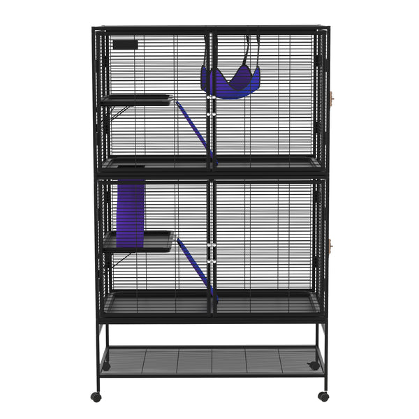 Kleintierkäfig mit Rollen 92 x 58 x 163 cm schwarz