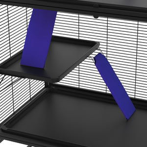 Kleintierkäfig mit Rollen 92 x 58 x 163 cm schwarz