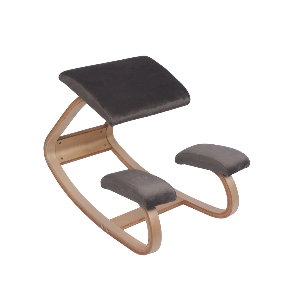Kneeling chair, wood, anthracite