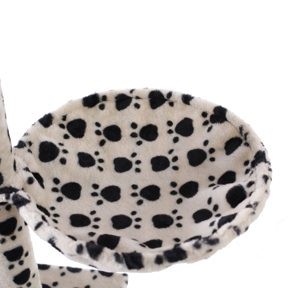 2x cat tree baskets, beige with paw prints, 40 cm