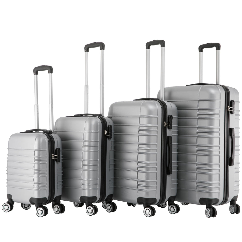 Valigia da viaggio rigida, set da 4 pezzi, argento 
