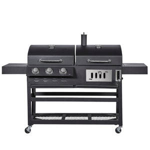 Kombigrill Gas 3+1 Brenner und Holzkohle BBQ