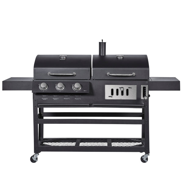 Kombigrill Gas 3+1 Brenner und Holzkohle BBQ