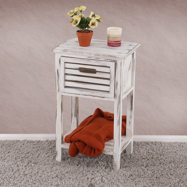 Kommode 57x35x27cm Shabby-Look Vintage weiss