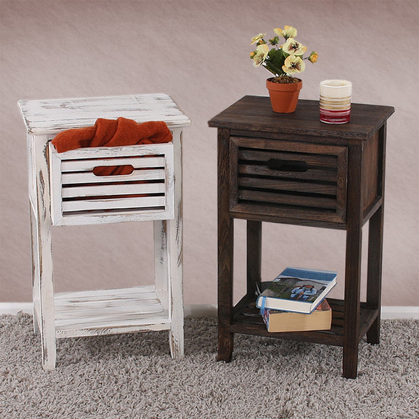 Kommode 57x35x27cm Shabby-Look Vintage weiss