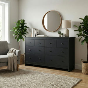 Kommode ADALIE 8 Schubladen 160 x 96 cm schwarz