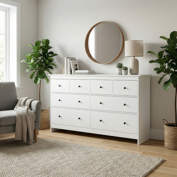 Kommode ADALIE 8 Schubladen 160 x 96 cm weiss