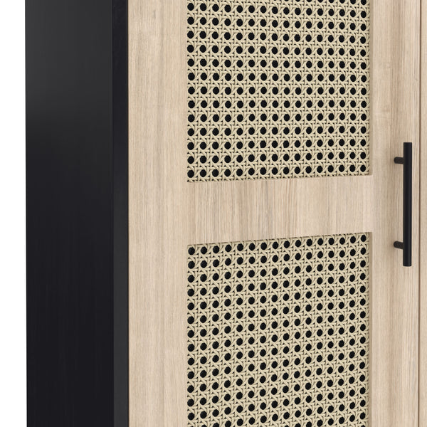 Kommode Schrank ALDO 70 x 150 cm natur/schwarz