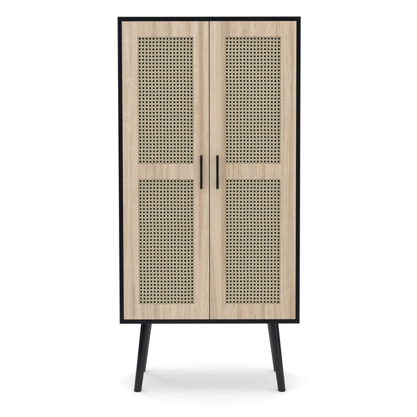 Kommode Schrank ALDO 70 x 150 cm natur/schwarz
