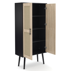 Kommode Schrank ALDO 70 x 150 cm natur/schwarz