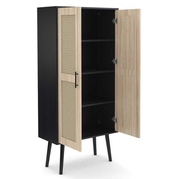 Kommode Schrank ALDO 70 x 150 cm natur/schwarz