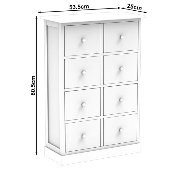 Kommode ASHFORD 8 Schubladen 54 x 25 x 81 cm natur