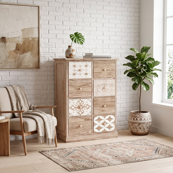 Kommode ASHFORD 8 Schubladen 54 x 25 x 81 cm natur