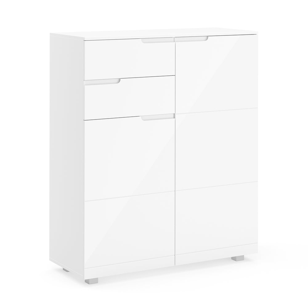 Kommode AVILA 2 Schubladen und 2 Türen 100 x 119 cm Hochglanz weiss