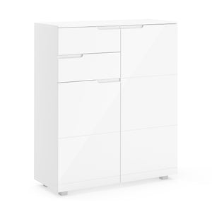 Kommode AVILA 2 Schubladen und 2 Türen 100 x 119 cm Hochglanz weiss