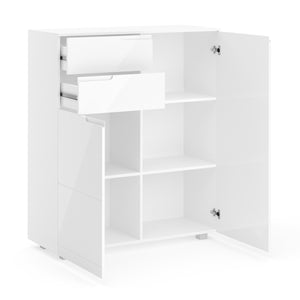 Kommode AVILA 2 Schubladen und 2 Türen 100 x 119 cm Hochglanz weiss