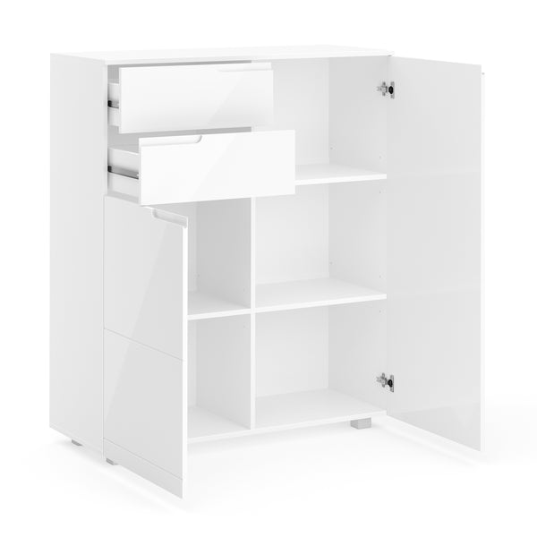 Kommode AVILA 2 Schubladen und 2 Türen 100 x 119 cm Hochglanz weiss