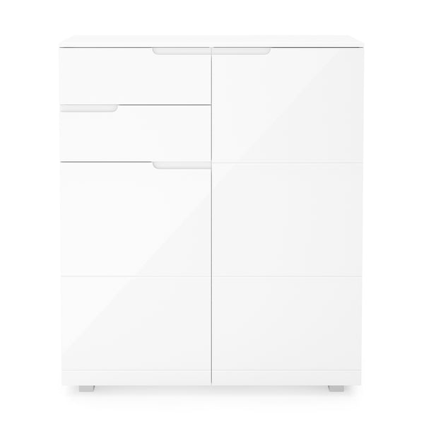 Kommode AVILA 2 Schubladen und 2 Türen 100 x 119 cm Hochglanz weiss