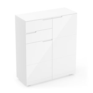 Kommode AVILA 2 Schubladen und 2 Türen 100 x 119 cm Hochglanz weiss