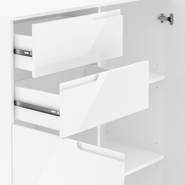 Kommode AVILA 2 Schubladen und 2 Türen 100 x 119 cm Hochglanz weiss