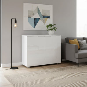 Sideboard AVILA 2 Türen 100 x 80 cm Hochglanz weiss