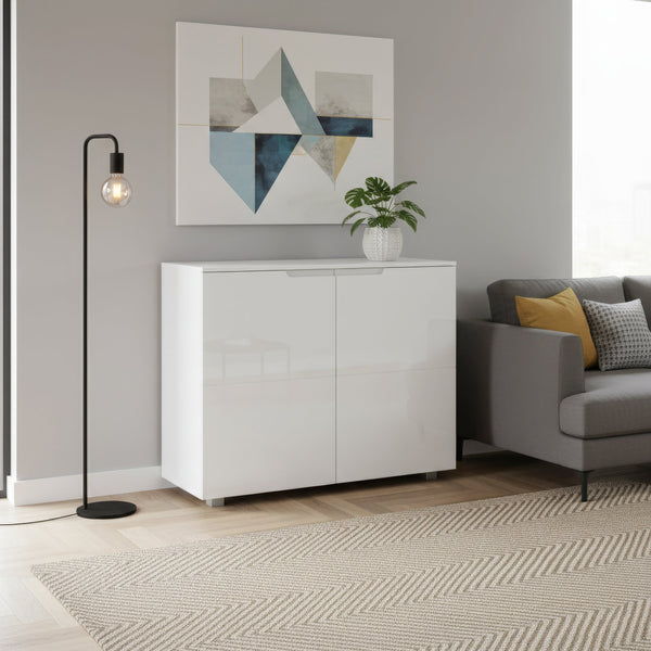 Sideboard AVILA 2 Türen 100 x 80 cm Hochglanz weiss