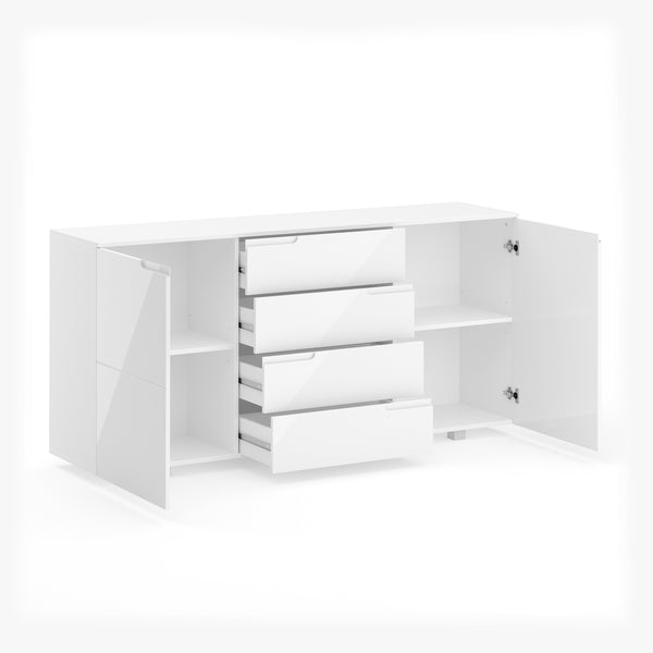 Sideboard AVILA 4 Schubladen und 2 Türen 165 x 80 cm Hochglanz weiss