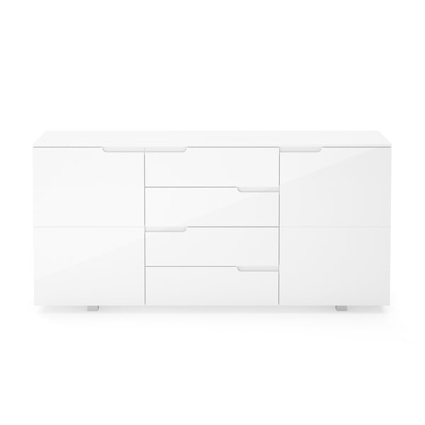 Sideboard AVILA 4 Schubladen und 2 Türen 165 x 80 cm Hochglanz weiss