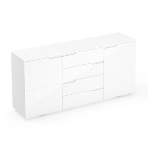 Sideboard AVILA 4 Schubladen und 2 Türen 165 x 80 cm Hochglanz weiss