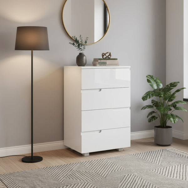 Kommode AVILA 4 Schubladen 50 x 80 cm Hochglanz weiss