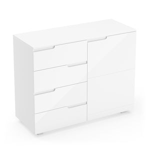 Sideboard AVILA 4 Schubladen und 1 Tür 100 x 80 cm Hochglanz weiss