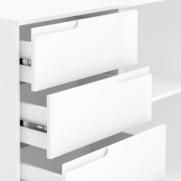 Sideboard AVILA 4 Schubladen und 1 Tür 100 x 80 cm Hochglanz weiss