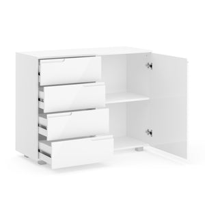 Sideboard AVILA 4 Schubladen und 1 Tür 100 x 80 cm Hochglanz weiss